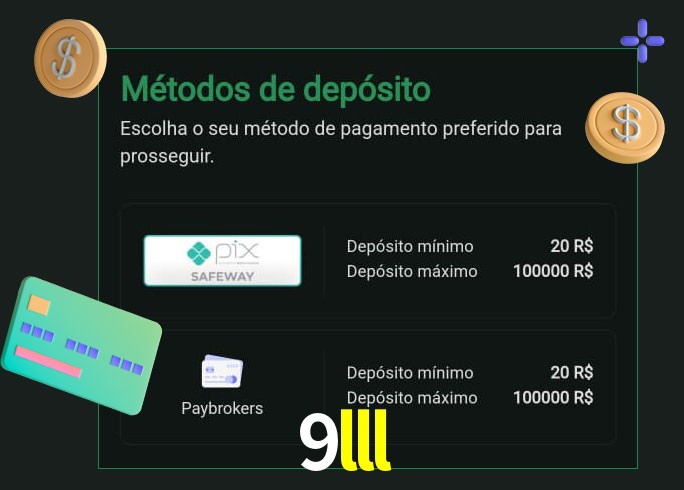 O cassino 9lll oferece uma grande variedade de métodos de pagamento